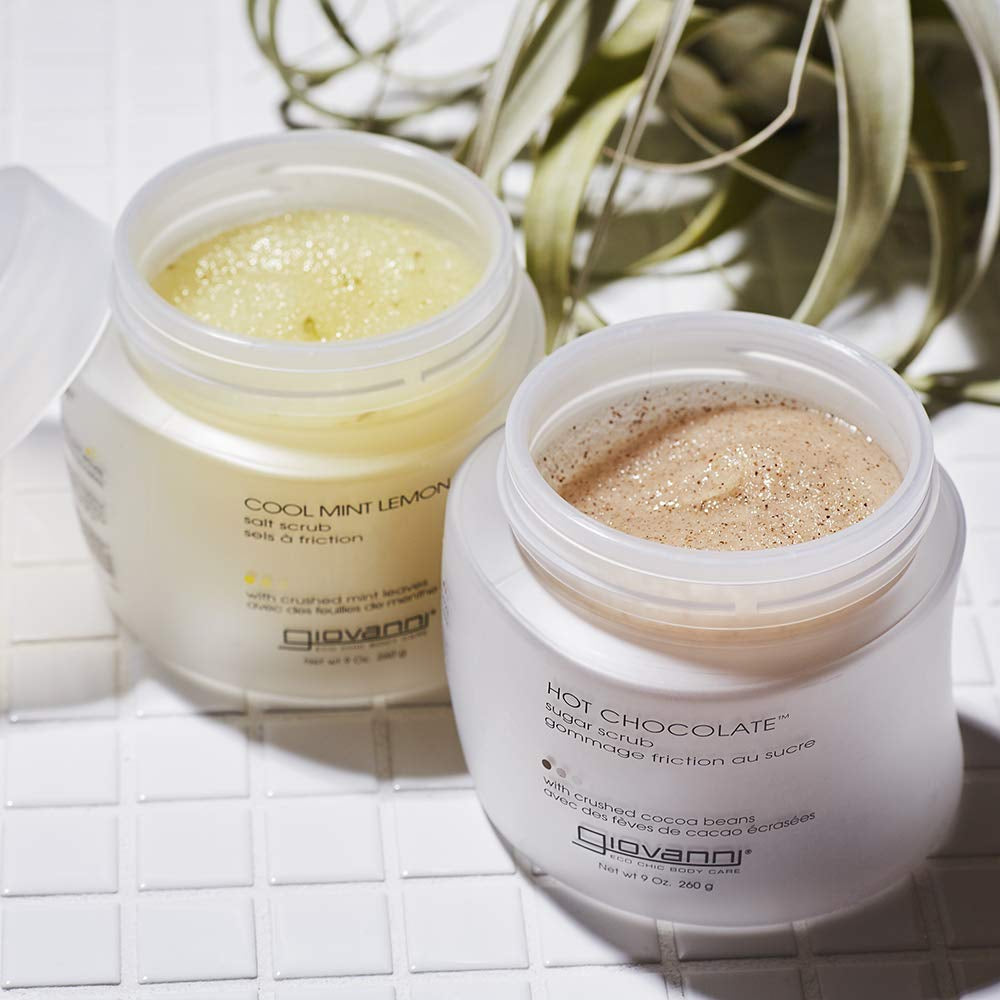 Cool Mint Lemonade Salt Scrub - Salt Based Body Scrub, Gentle Body Exfoliant with Crushed Mint Leaves, Essential Oils, Aloe, Invigorating & Energizing Mint & Lemon Body Scrub - 9 Oz (1 Pack)