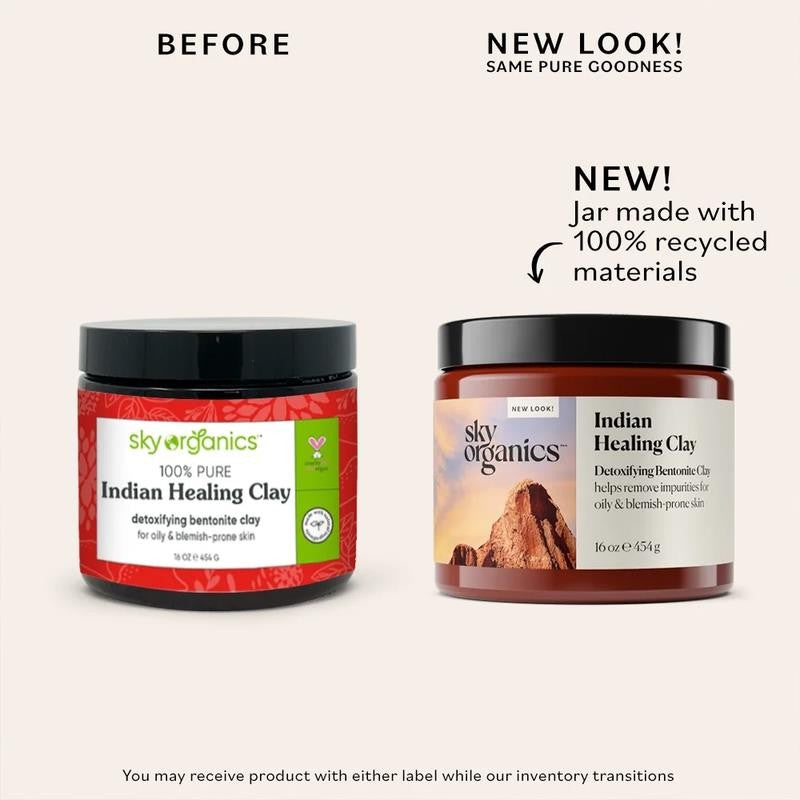 Indian Healing Clay with Detoxifying Bentonite Clay for Face, Helps Remove Impur