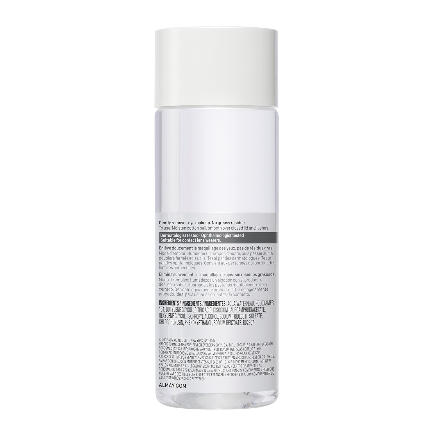 Eye Makeup Remover Liquid with Aloe, Oil-Free, Hypoallergenic, Dermatologist & Ophthalmologist Tested, 4 Fl Oz