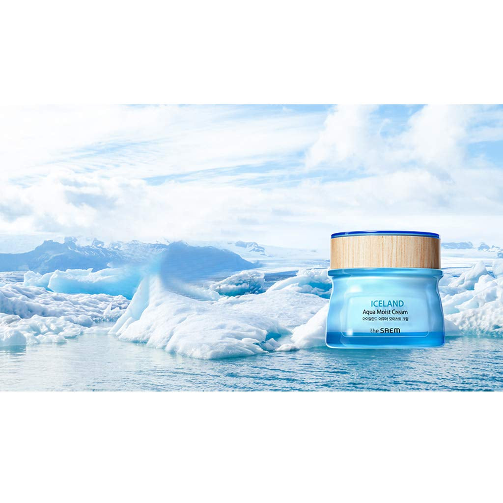 Iceland Aqua Moist Cream 60Ml - Moisture Coating Hydrating Facial Cream with Iceland Mineral Water for Dry Skin, Hypoallergenic Safe Formula
