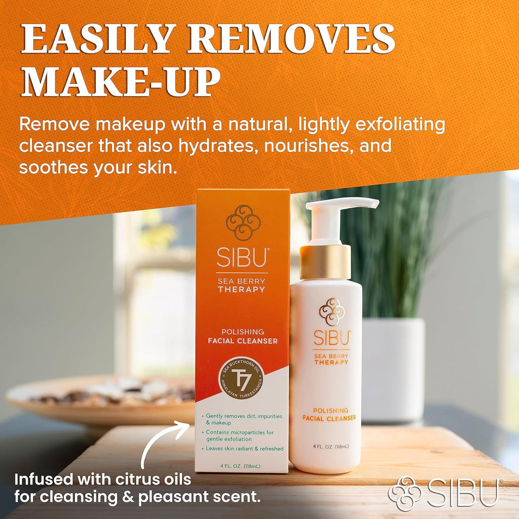 Sea Buckthorn Polishing Facial Cleanser (4Oz), Face Wash Made from Premium Himalayan Sea Berry Oil – Moisturizes Skin, Reduces Blemishes, Removes Make-Up