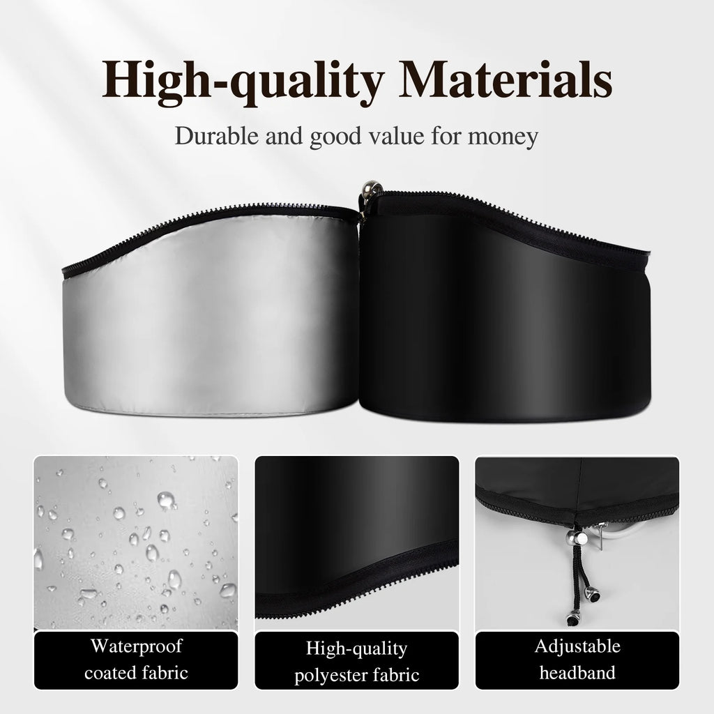 Hooded Hair Dryer Heat Cap Hair Care Deep Conditioning Thermal Steamer Cap for Home, with Temperature Control and Timer - Black