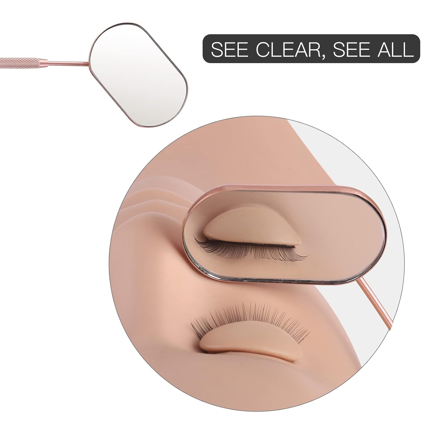 Lash Mirror, 2.2Inches Stainless Steel Makeup Eyelash Mirror, Eyelash Extensions Accessories Supplies, Lash Tech Must Haves (Rose Gold)