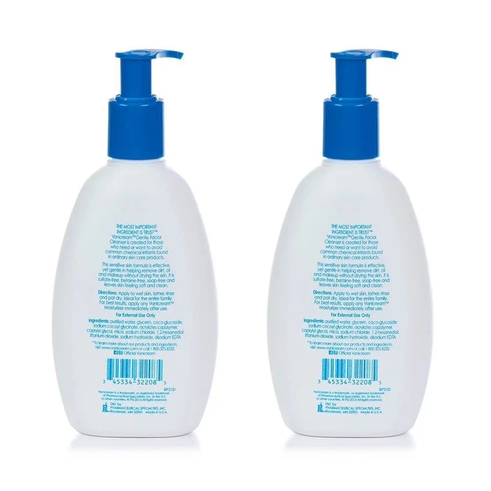 Gentle Facial Cleanser for Sensitive Skin-Gluten Free, 8 Oz (Pack of 2)
