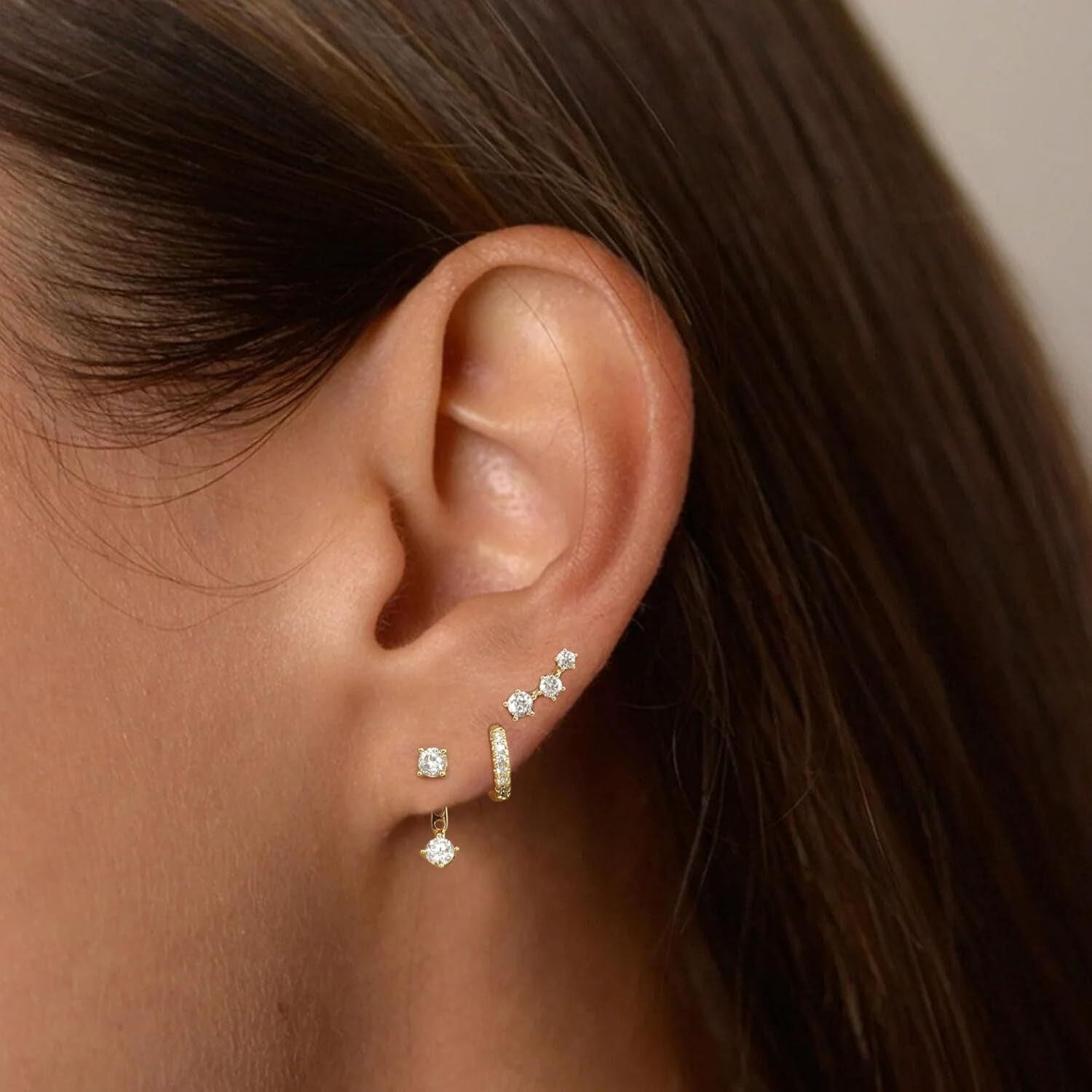 Gold Hoop Earrings for Women Gold Earrings Set 14K Gold/White Gold Plated