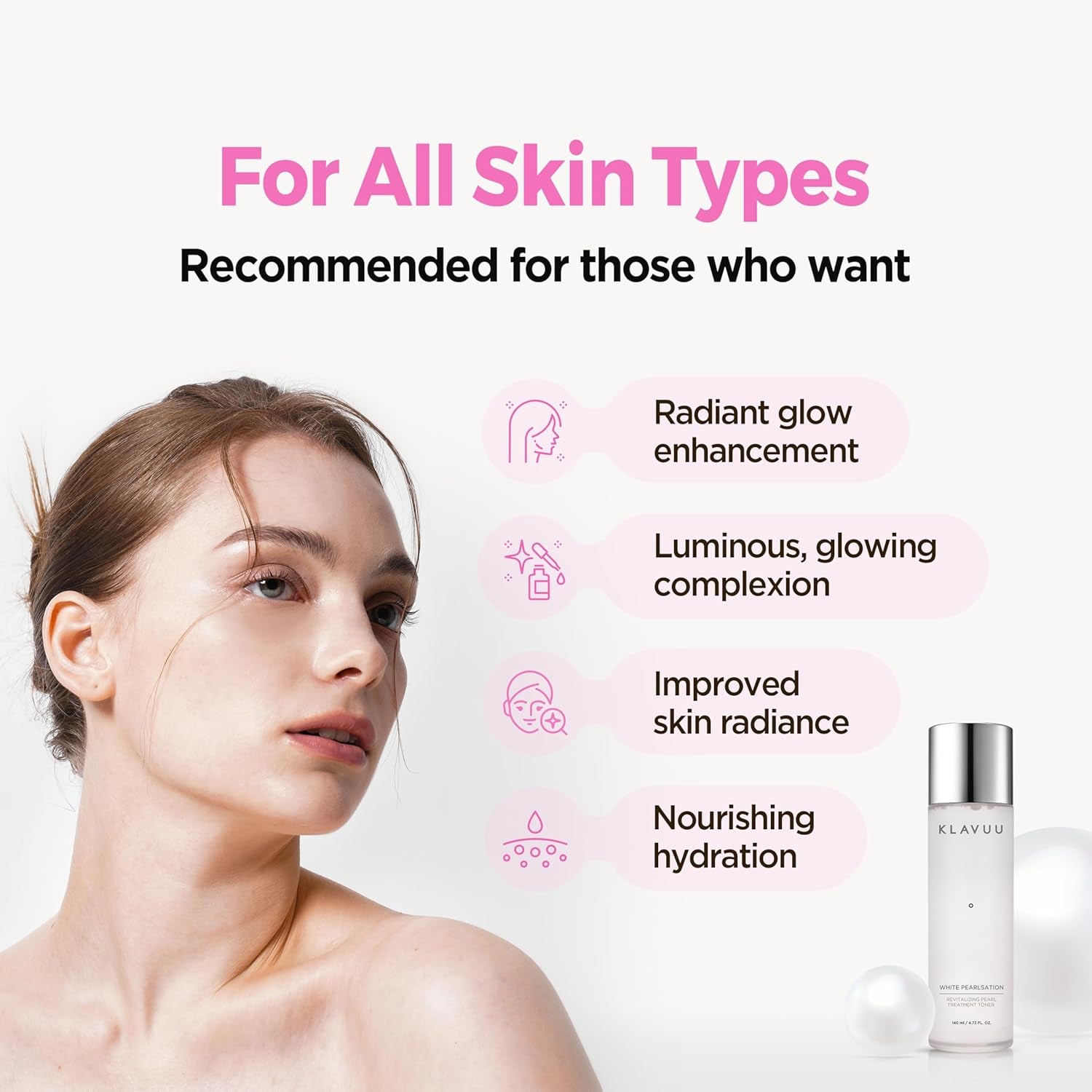 Hydrating Milky Toner with Pearl & Niacinamide – Facial Toner for Skin Glow, Wrinkle Care & Moisture Balance, Korean Skincare (4.76Oz)