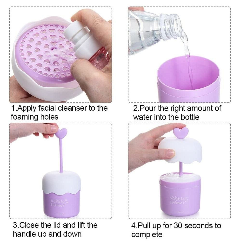 2 Pcs Plastic Bubble Foamer, Whip Bubble Maker, Facial Cleanser Foam Maker Cup, Bubble Foamer Device for Face Cleaning