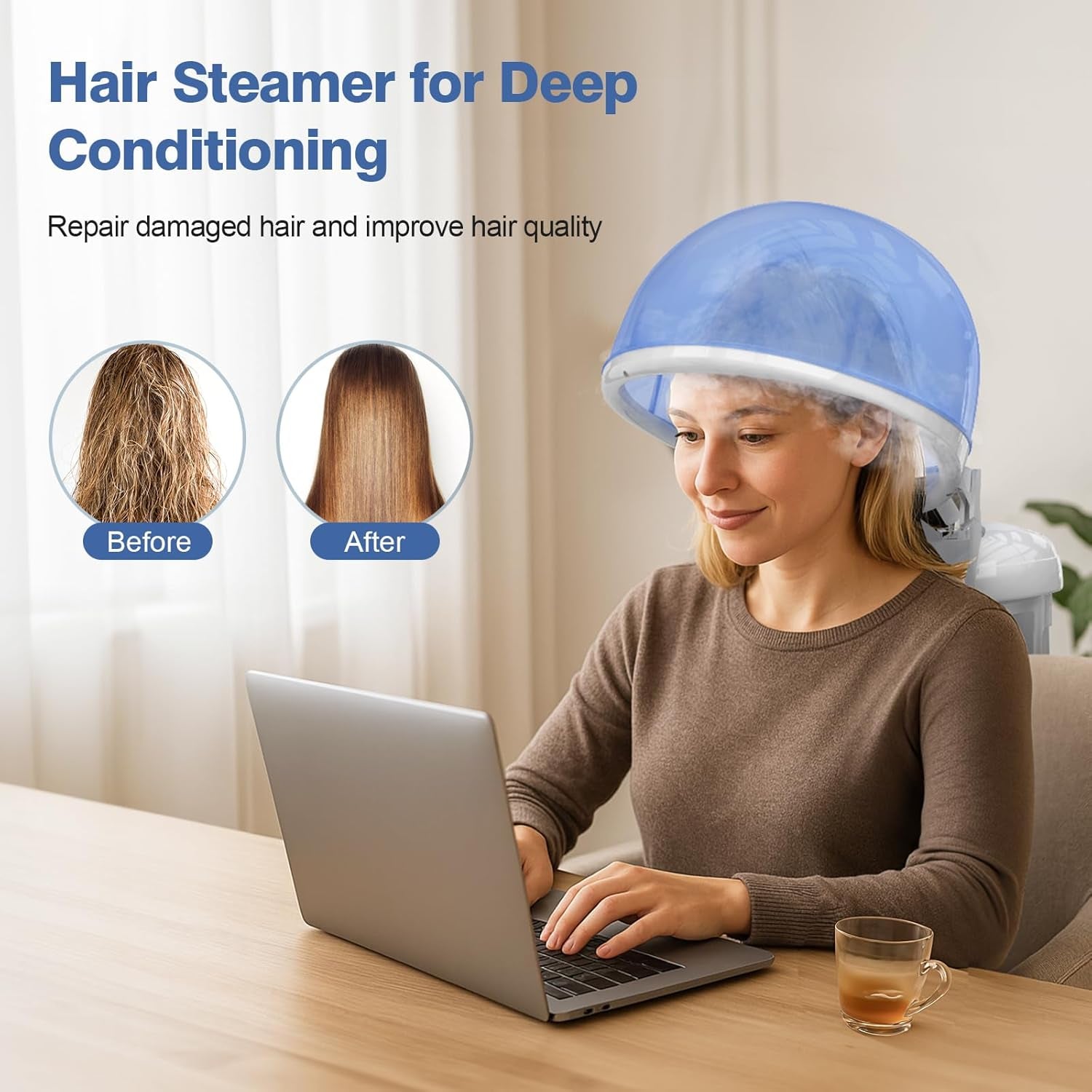 Hair Steamer  2 in 1 Ozone Facial Steamer, Design for Personal Care Use at Home or Salon Bar