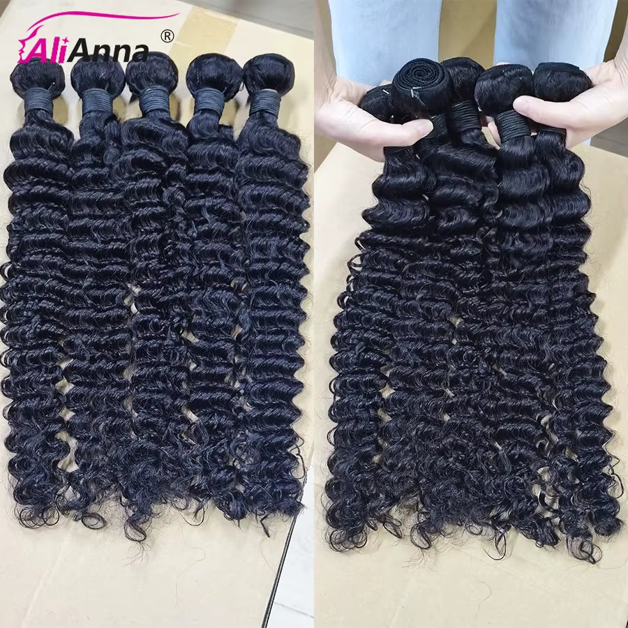 Deep Wave Bundles Human Hair 100% Real Human Hair Extensions Brazilian 20 22 24 Inch Deep Curly Bundles Human Hair Fast Shipping