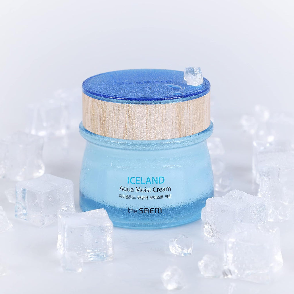 Iceland Aqua Moist Cream 60Ml - Moisture Coating Hydrating Facial Cream with Iceland Mineral Water for Dry Skin, Hypoallergenic Safe Formula