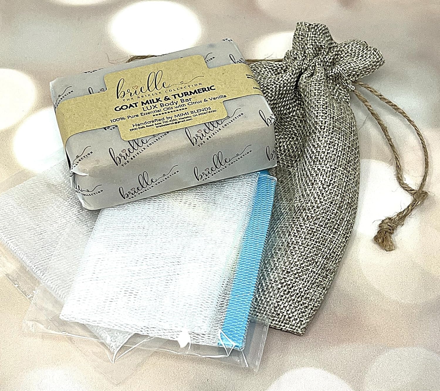 Goat Milk & Turmeric Lux Body Bar from Brielle by MIMI BLENDS (8 Oz) -  with Natural Vegetable Glycerin Soap Bases, Turmeric & Essential Oils - for Acne, Dark Spots, & All Skin Types