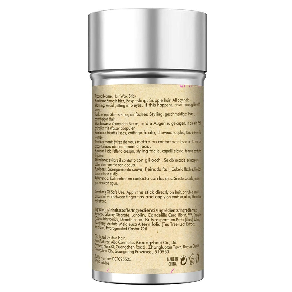 Portable Travel Hair Wax Stick - Slick Hair Pomade with Smoothing Brush for Women, Kids & Girls' Hair Styling