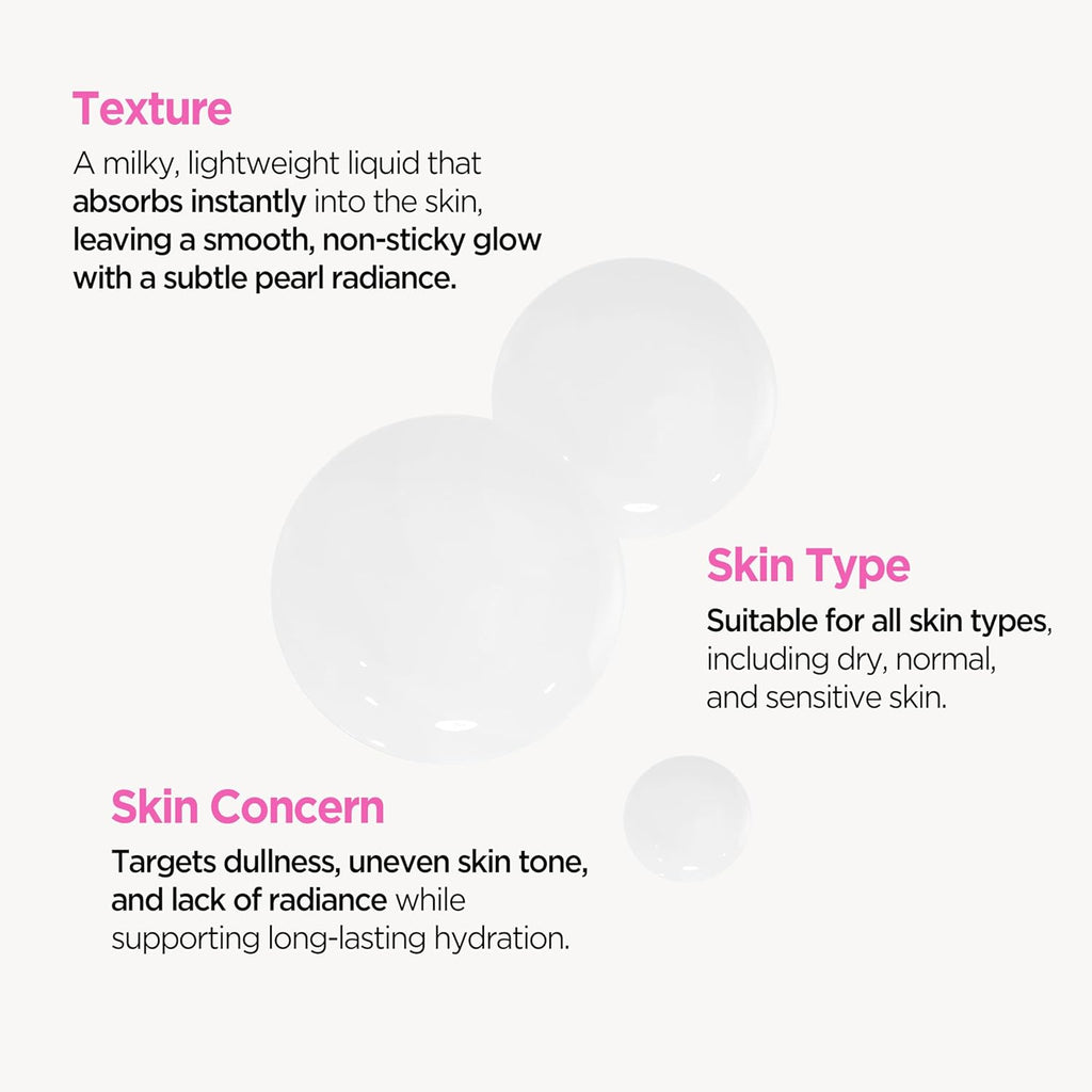 Hydrating Milky Toner with Pearl & Niacinamide – Facial Toner for Skin Glow, Wrinkle Care & Moisture Balance, Korean Skincare (4.76Oz)