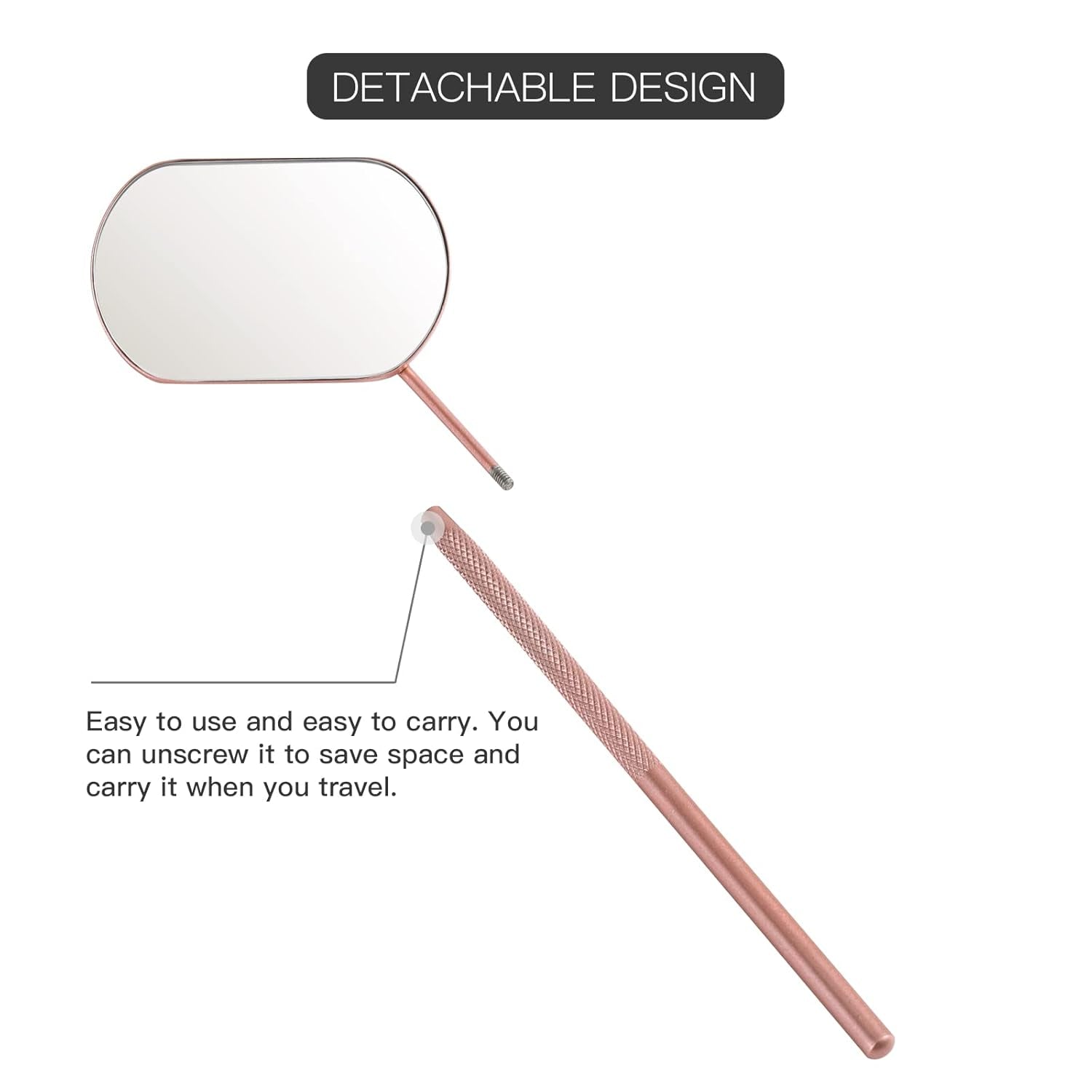 Lash Mirror, 2.2Inches Stainless Steel Makeup Eyelash Mirror, Eyelash Extensions Accessories Supplies, Lash Tech Must Haves (Rose Gold)
