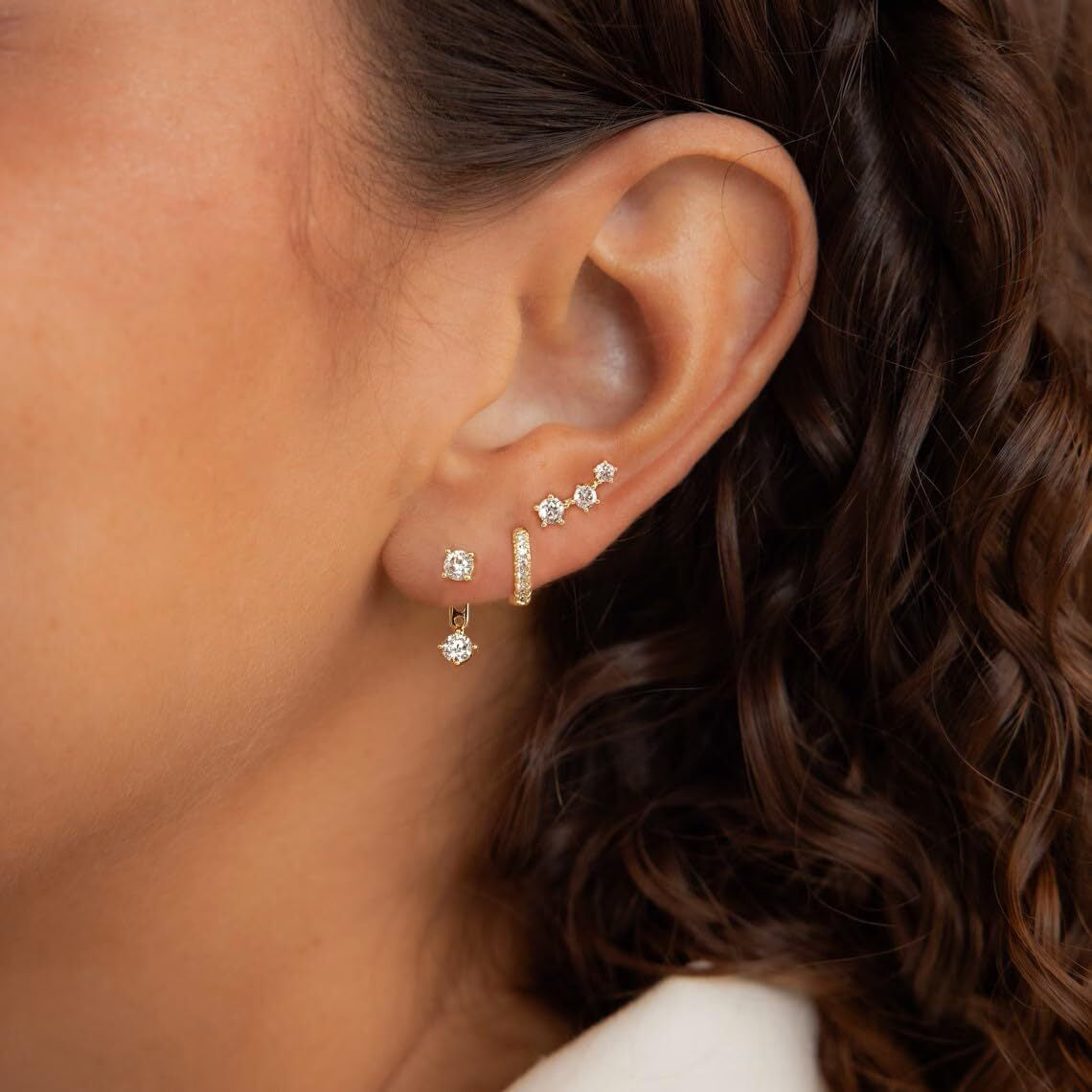 Gold Hoop Earrings for Women Gold Earrings Set 14K Gold/White Gold Plated