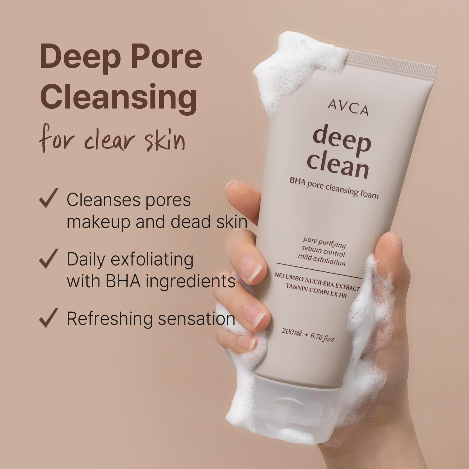 BHA Pore Cleansing Foam - Korean Facial Cleanser, Face Wash, Daily Dead Skin Care for All Skin Type Facial Wash, Face Cleanser with BHA, Korea Skincare (200Ml/6.76 Fl.Oz)
