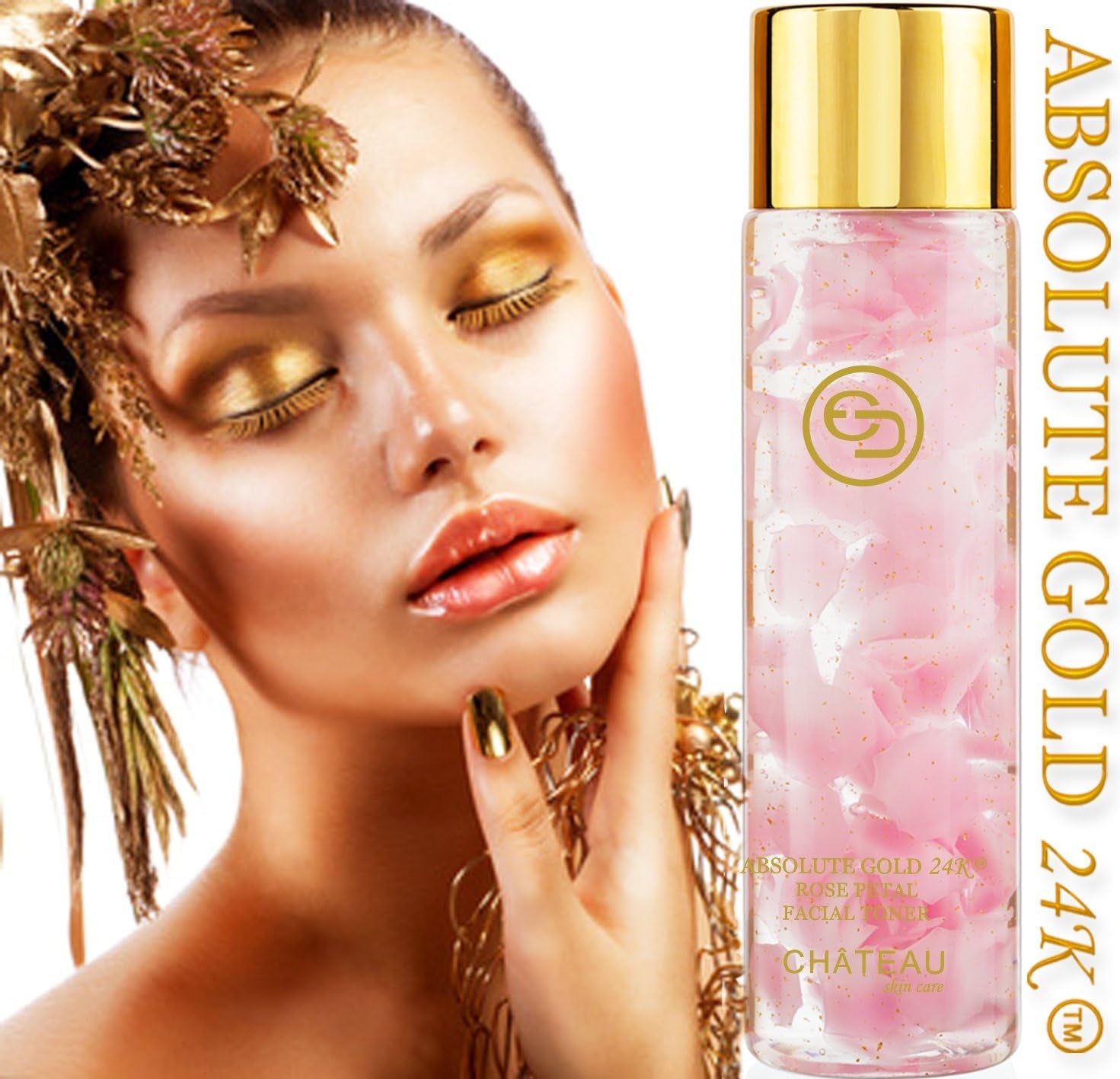 Absolute Gold 24K Rose Petal Facial Toner - 24 Karat Gold/Collagen. for All Skin Types. 3.33 Fl.Oz - 100 Ml.