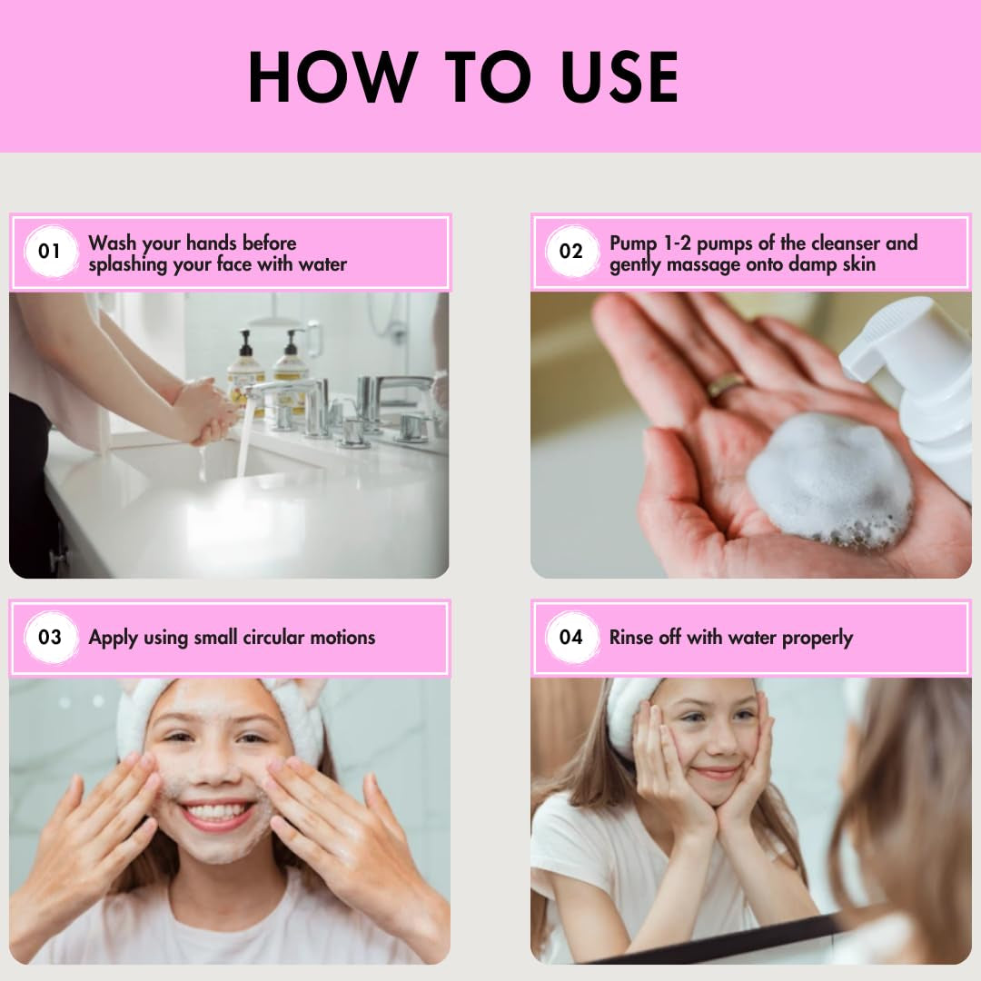 Natural and Organic Foaming Face Wash for Kids and Tweens, Soap and Fragrance Free Tear-Free Cleanser for Sensitive Skin with Botanical Extracts, Aloe, and Glycerin, 4 Oz