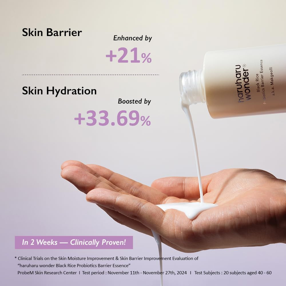 Wonder Black Rice Probiotics Barrier Essence 4.05 Fl. Oz., Essence Toner to Strengthen Skin Barrier with Ceramides, Fermented Ingredients, Soothing, Moisturizing, Plumping, White