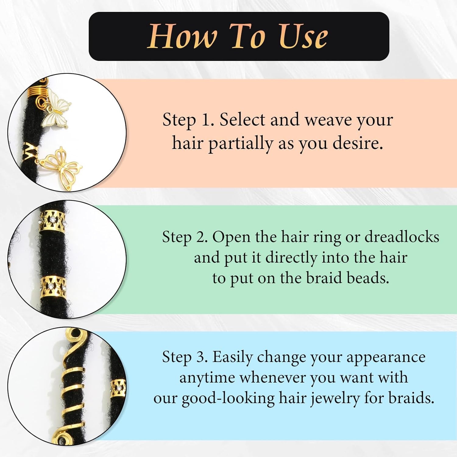 18PCS Snake Hair Jewelry Gold Butterfly Braids Clips Hair Cuffs Rings Metal Spiral Loc Jewelry Multi Style Braid Accessories for Women and Girls