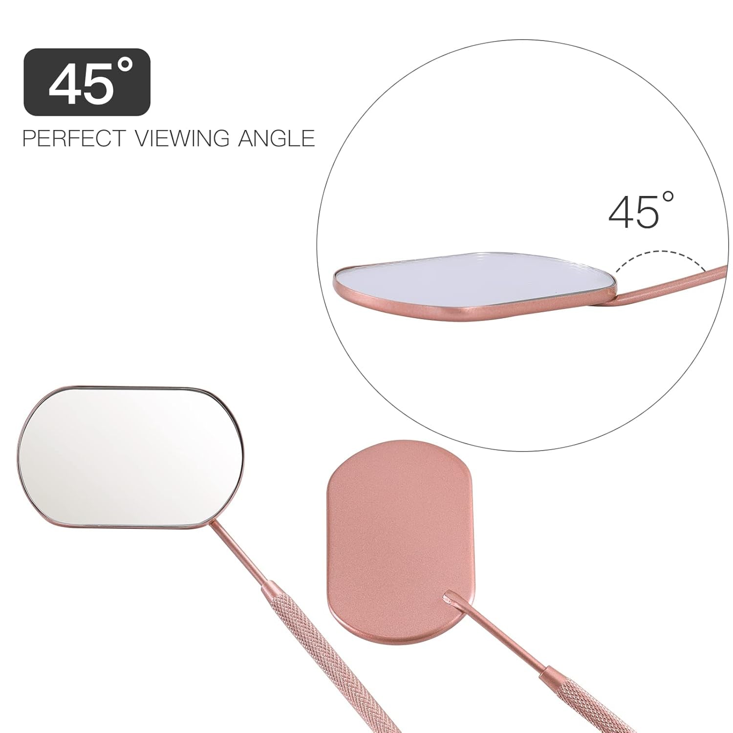 Lash Mirror, 2.2Inches Stainless Steel Makeup Eyelash Mirror, Eyelash Extensions Accessories Supplies, Lash Tech Must Haves (Rose Gold)