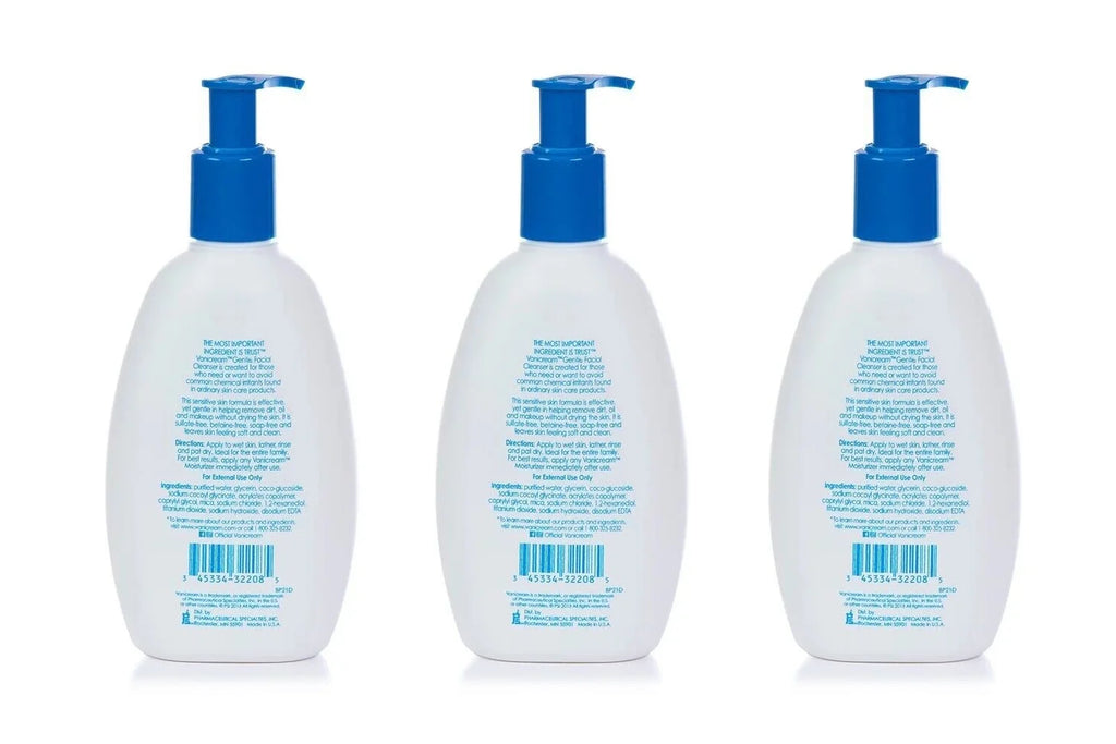 Gentle Facial Cleanser for Sensitive Skin-Gluten Free, 8 Oz (Pack of 3)
