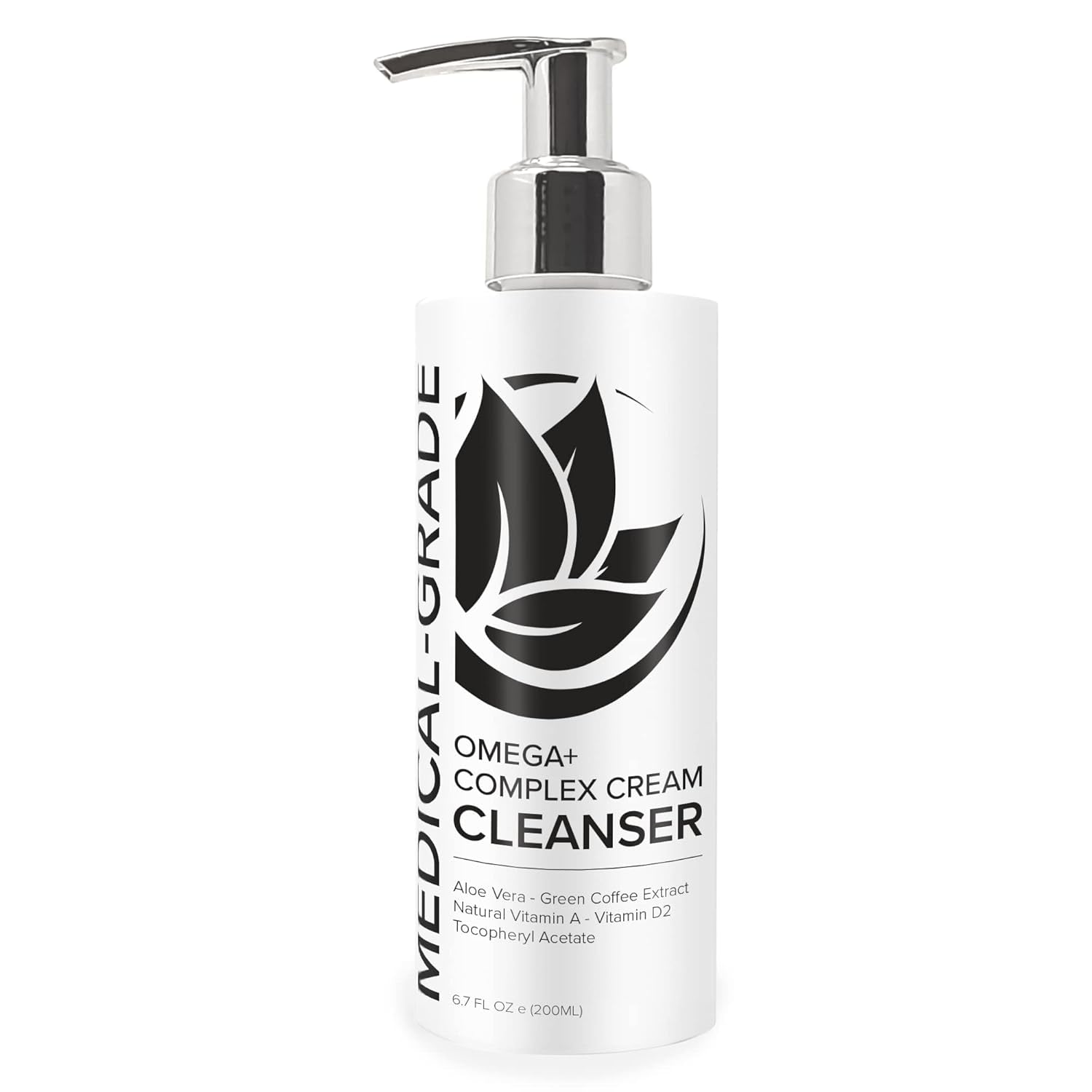 Omega+ Complex Cream Facial Cleanser, Daily Face Wash & Makeup Remover, All Skin Types, Omega 3 & 6, Retinyl, Green Coffee Extract & Aloe Vera, Paraben-Free & Vegan, 6.7 Fl Oz
