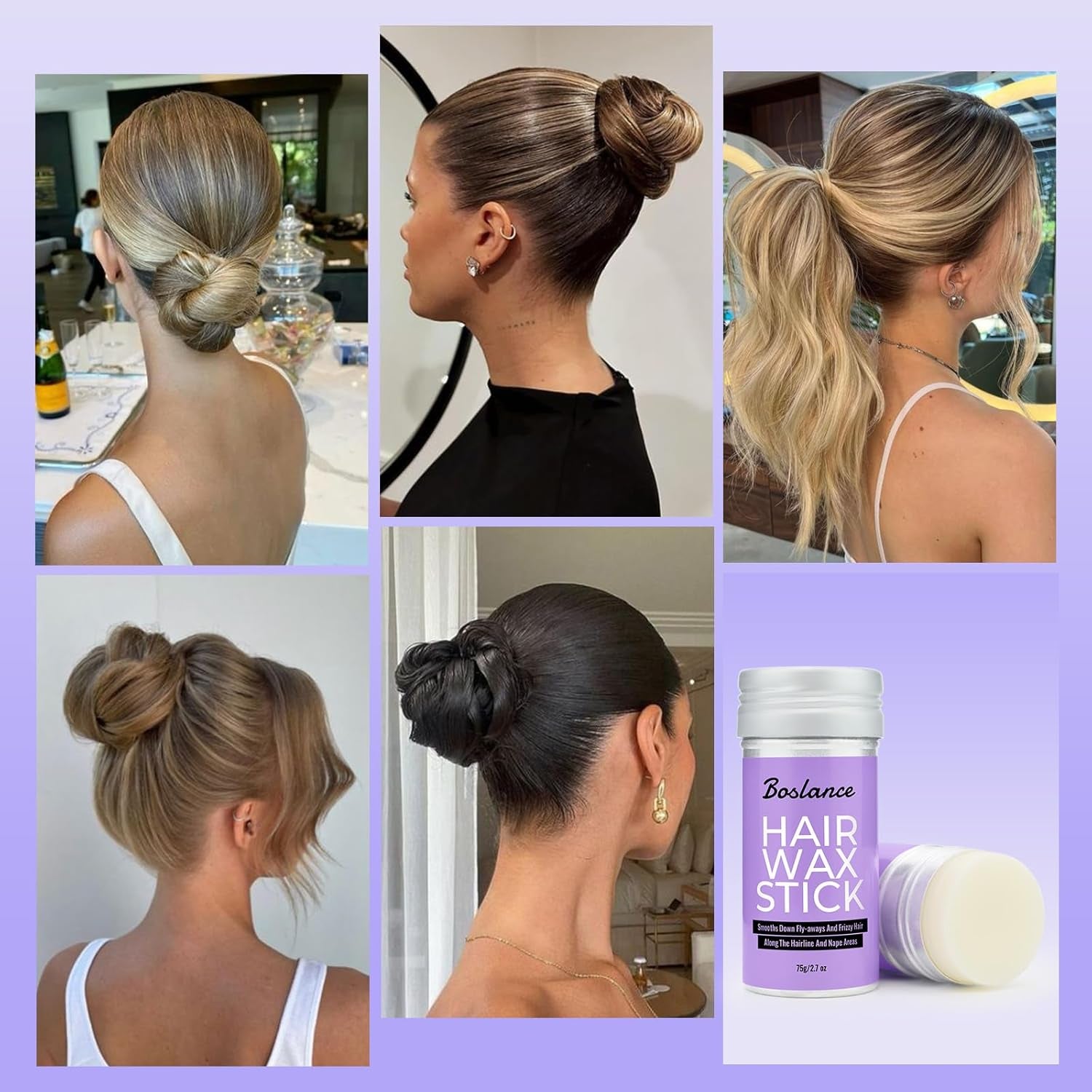 Hair Wax Stick - Strong Hold Styling Wax, Matte Finish Slick Back Stick, Easy Application - Styling Wax for All Hair Types，Natural Ingredients，Long-Lasting Styling，Travel Wax Stick for Hair.