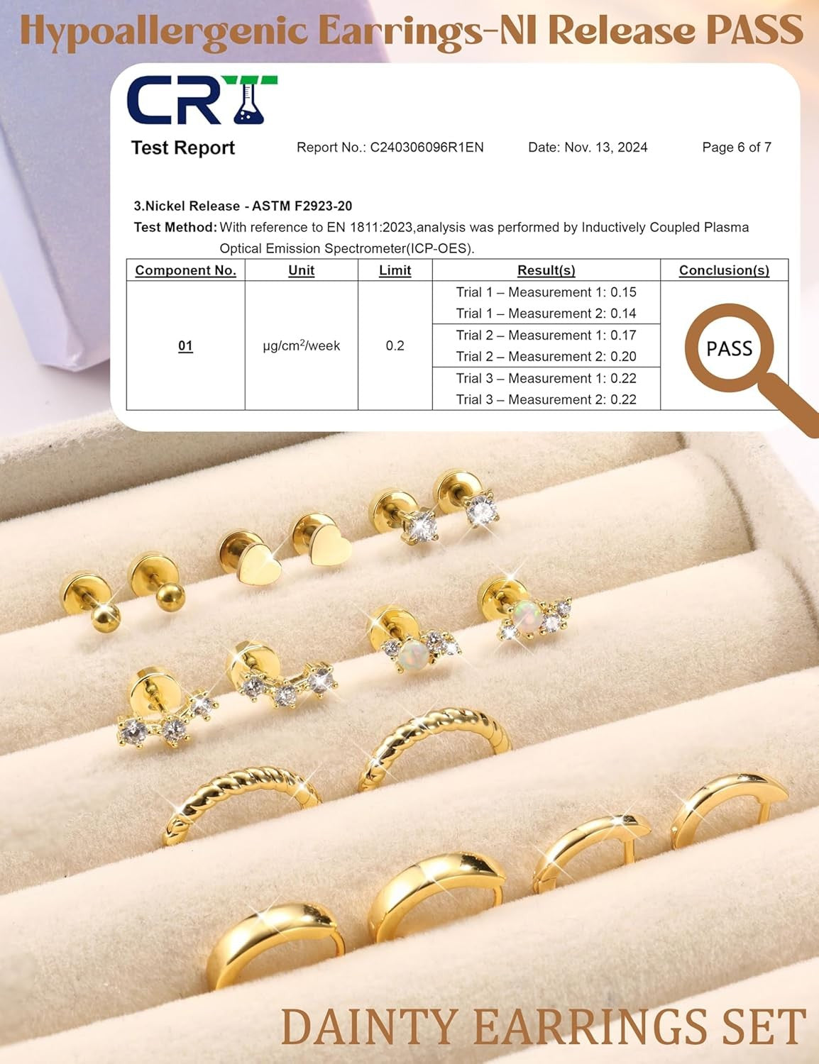 Hypoallergenic Flat Back Earrings 14K Gold Cartilage Earring Sets for Multiple P