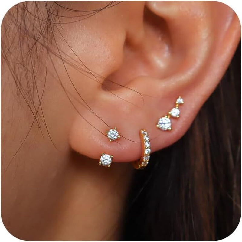 Gold Hoop Earrings for Women Gold Earrings Set 14K Gold/White Gold Plated