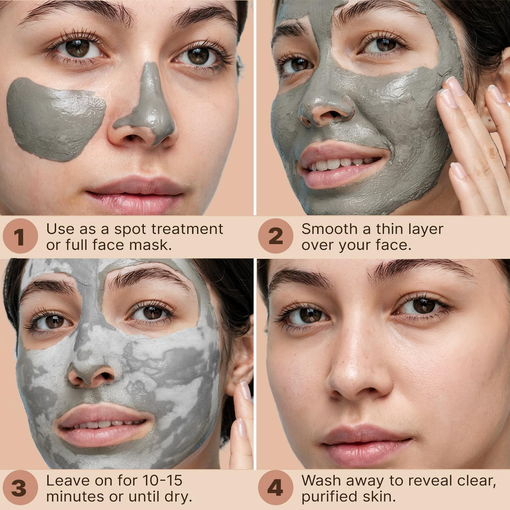 Clay Mask for Face - USA Made with Organic & Natural Ingredients, Non-Drying Pore Cleansing Mud Mask, Skin Care Facial Mud for Women & Men, Minimizes Pores and Excess Oil