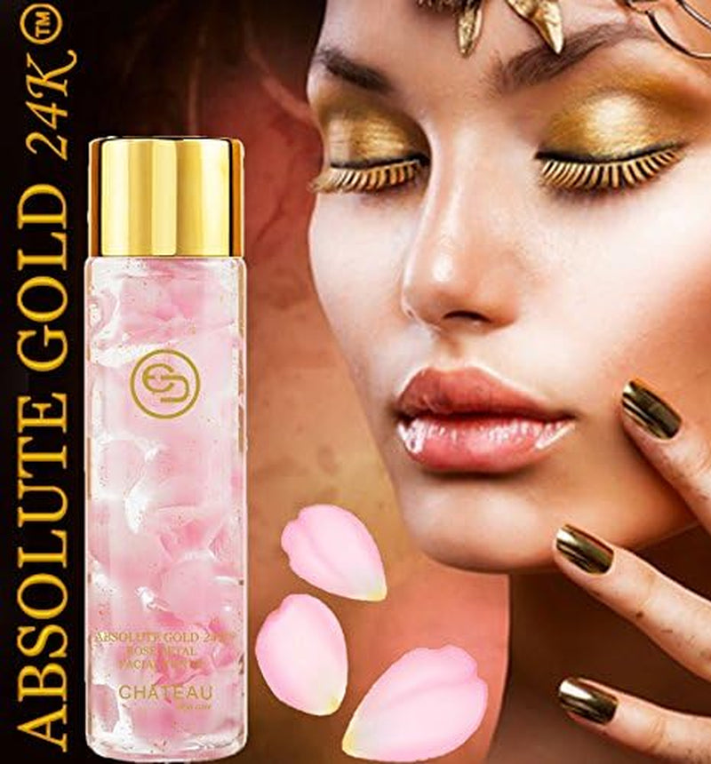 Absolute Gold 24K Rose Petal Facial Toner - 24 Karat Gold/Collagen. for All Skin Types. 3.33 Fl.Oz - 100 Ml.