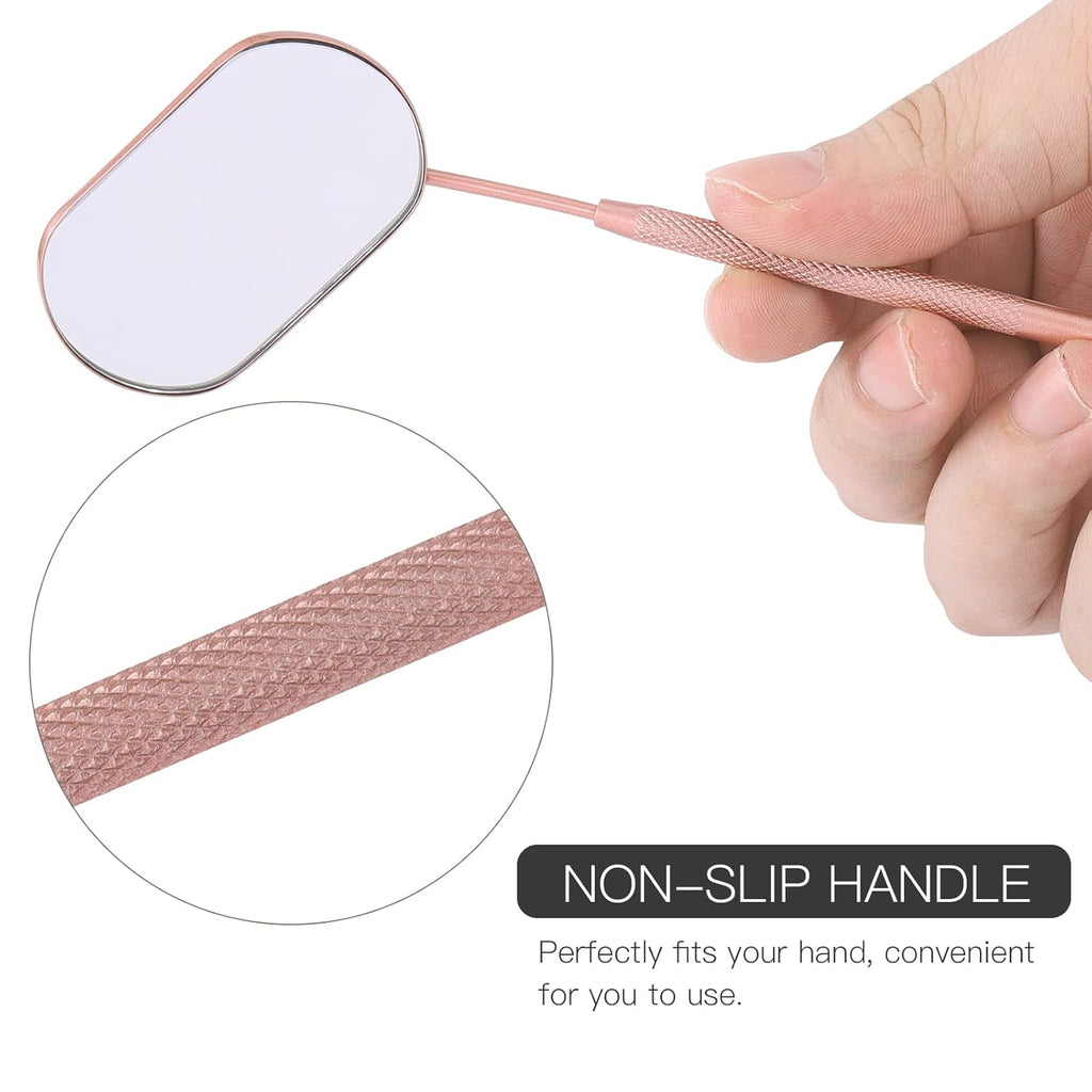 Lash Mirror, 2.2Inches Stainless Steel Makeup Eyelash Mirror, Eyelash Extensions Accessories Supplies, Lash Tech Must Haves (Rose Gold)