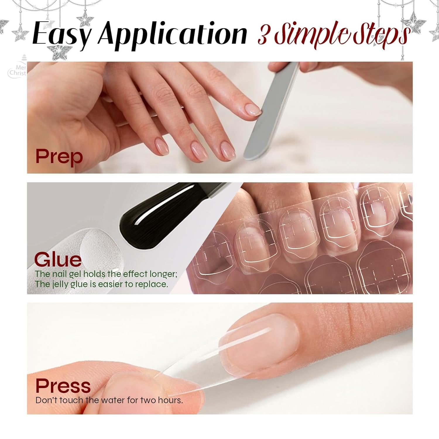 Almond Press on Nails Christmas Fake Nails French Owl Designs Gloss False Nails Full Cover Stick on Nails Acrylic Winter Artificial Nails for Women Glue on Nails（24Pcs ）
