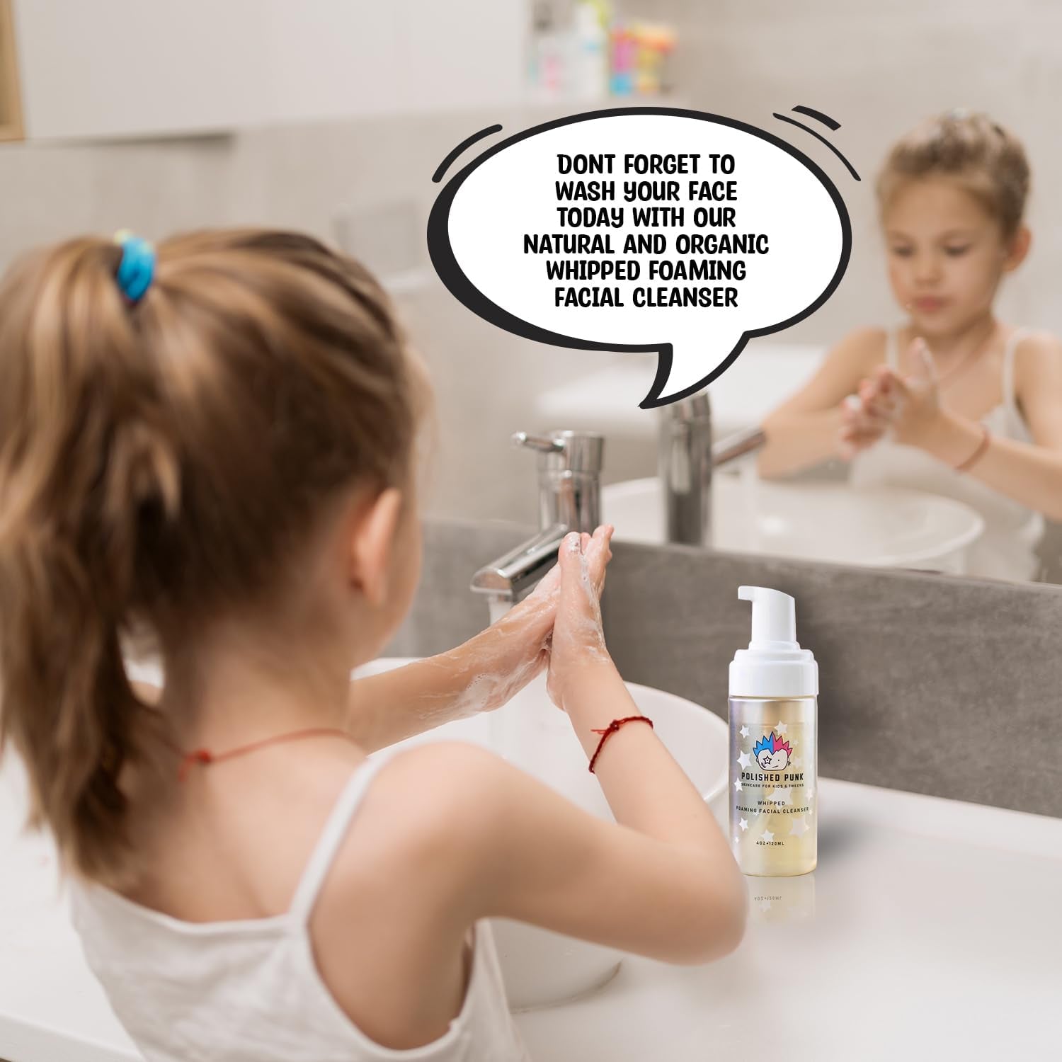 Natural and Organic Foaming Face Wash for Kids and Tweens, Soap and Fragrance Free Tear-Free Cleanser for Sensitive Skin with Botanical Extracts, Aloe, and Glycerin, 4 Oz
