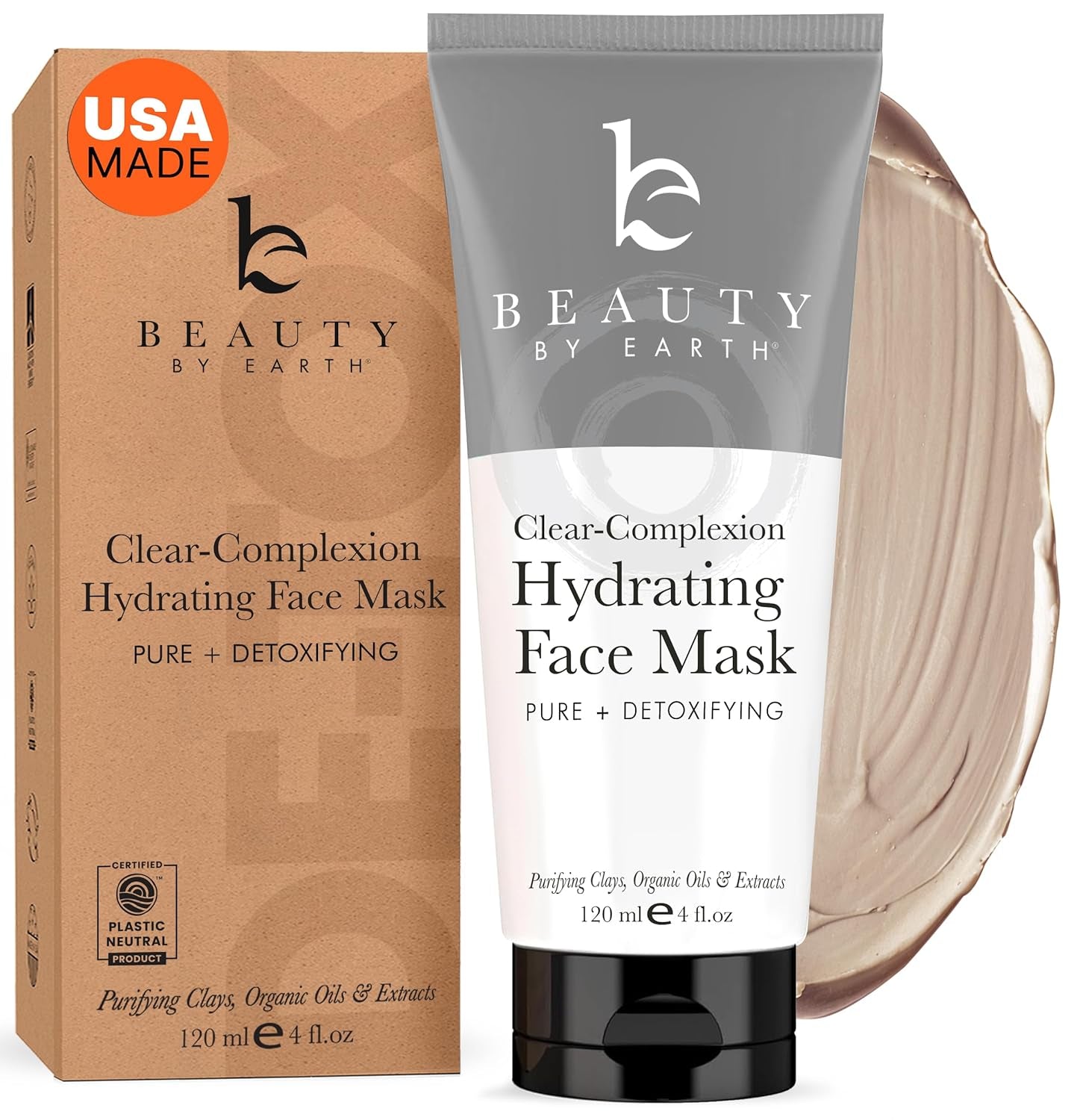 Clay Mask for Face - USA Made with Organic & Natural Ingredients, Non-Drying Pore Cleansing Mud Mask, Skin Care Facial Mud for Women & Men, Minimizes Pores and Excess Oil
