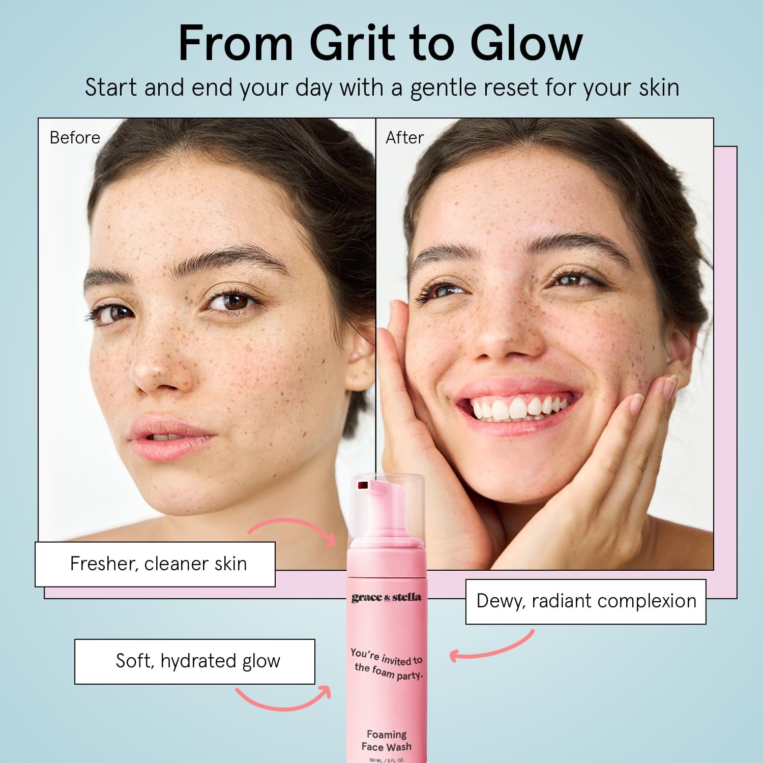 Award Winning Hydrating Face Wash (150Ml) - Gentle Foaming Facial Cleanser with Hyaluronic Acid, Rose Water, Aloe Vera - Moisturizing Cleansing Foam for Normal to Very Dry Skin - Vegan