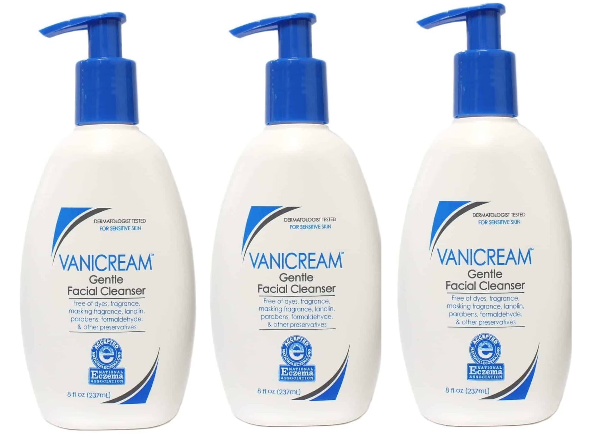 Gentle Facial Cleanser for Sensitive Skin-Gluten Free, 8 Oz (Pack of 3)