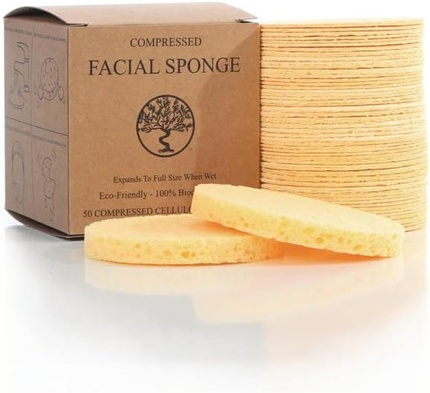 Face Sponges - Compressed Cellulose Facial Sponges - Cosmetic Sponges for Facial Cleansing - 100% Natural & Biodegradable (200 Count/Yellow) -