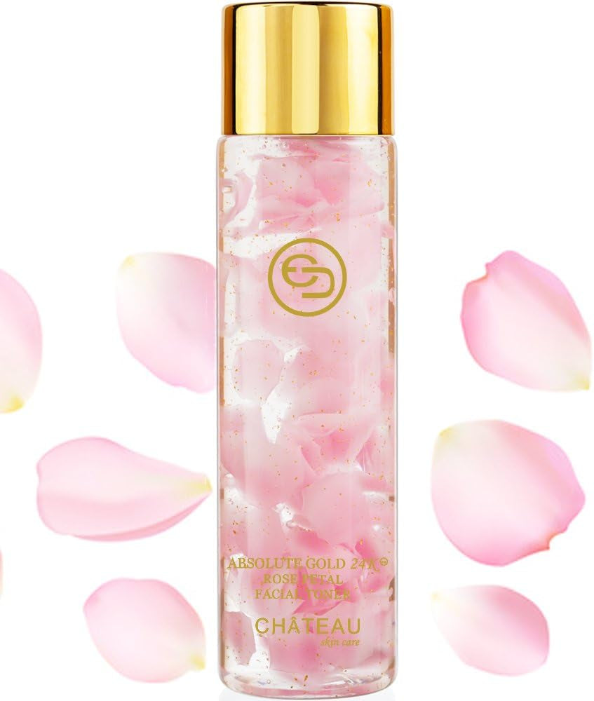 Absolute Gold 24K Rose Petal Facial Toner - 24 Karat Gold/Collagen. for All Skin Types. 3.33 Fl.Oz - 100 Ml.