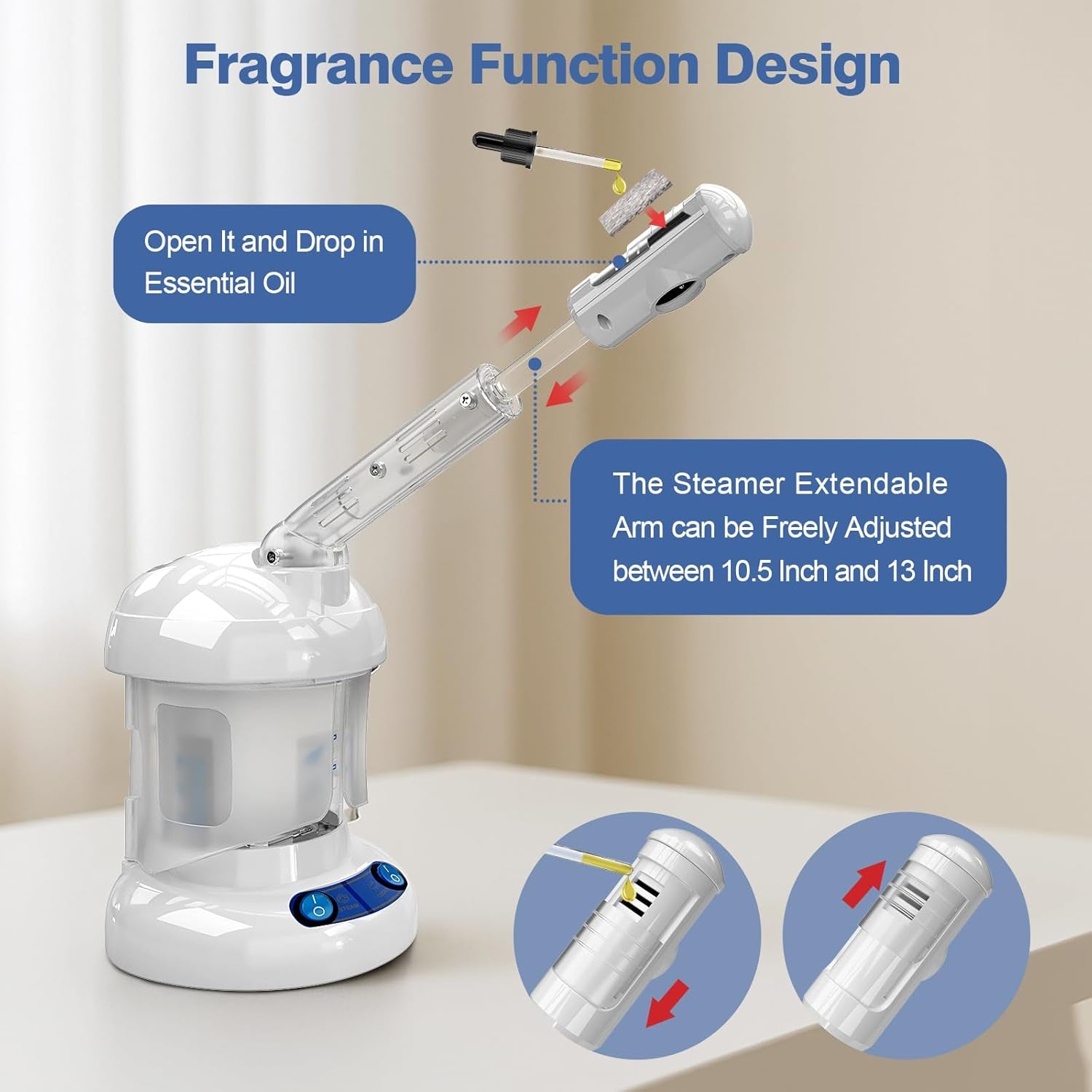 Hair Steamer  2 in 1 Ozone Facial Steamer, Design for Personal Care Use at Home or Salon Bar