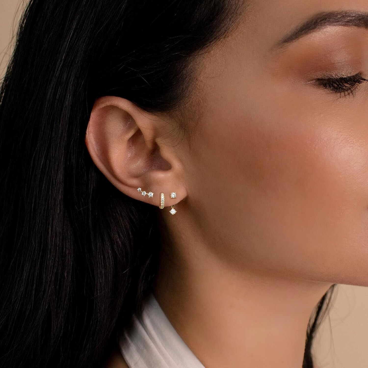 Gold Hoop Earrings for Women Gold Earrings Set 14K Gold/White Gold Plated