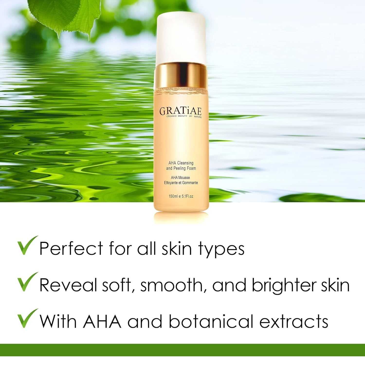 Organics, AHA Cleansing and Peeling Foam Face Wash, Non-Drying Facial Cleanser for Sensitive, Acne & Allergy Prone and All Skin Types, Facial Cleanser. 5.1 Fl. Oz